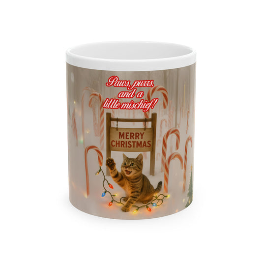 Christmas Cat Ceramic Mug - Fun Holiday Gift, Cute Coffee Cup, Pet Lover's Drinkware, Festive Tea Mug, Merry Christmas Gift