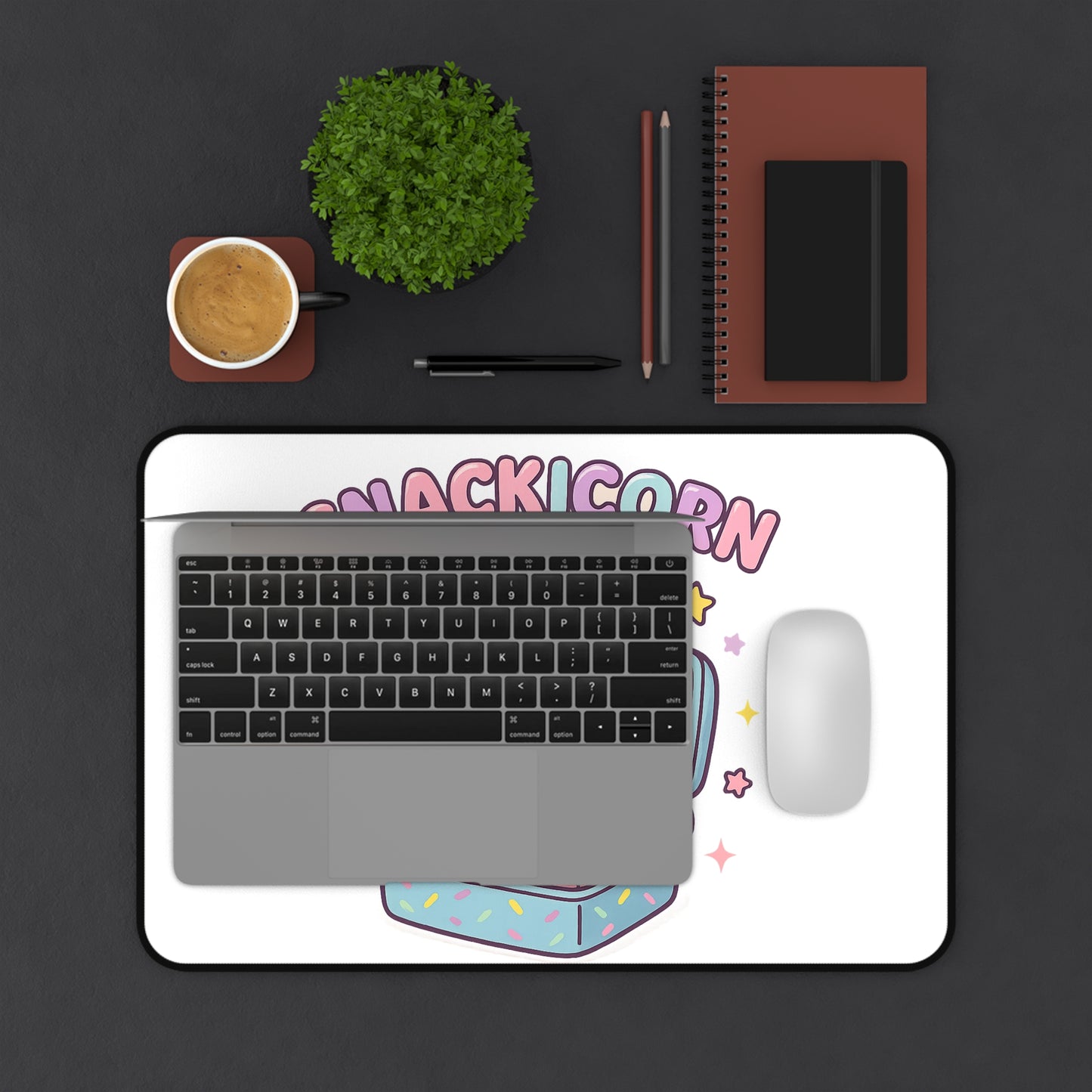 Snackicorn Desk Mat - Cute Unicorn Desk Accessory for Kids, Playroom Decor, Office Gift, Fun Stationery, Desk Organization