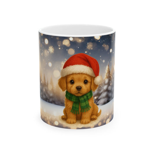 Christmas Puppy Mug - Perfect Holiday Gift for Dog Lovers, Cute Ceramic Coffee Cup for Winter Celebrations, Xmas Decoration