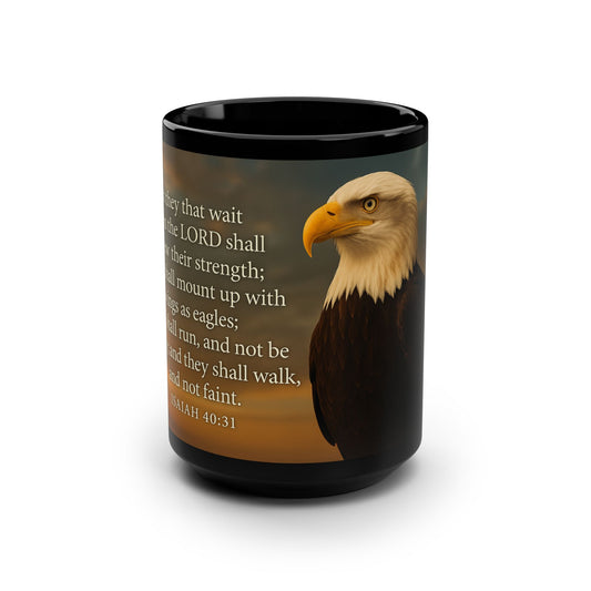 Inspirational Black Mug with Eagle Design, Perfect Gift for Nature Lovers, Coffee or Tea Mug, Motivational Quote Mug, Unique Home Decor