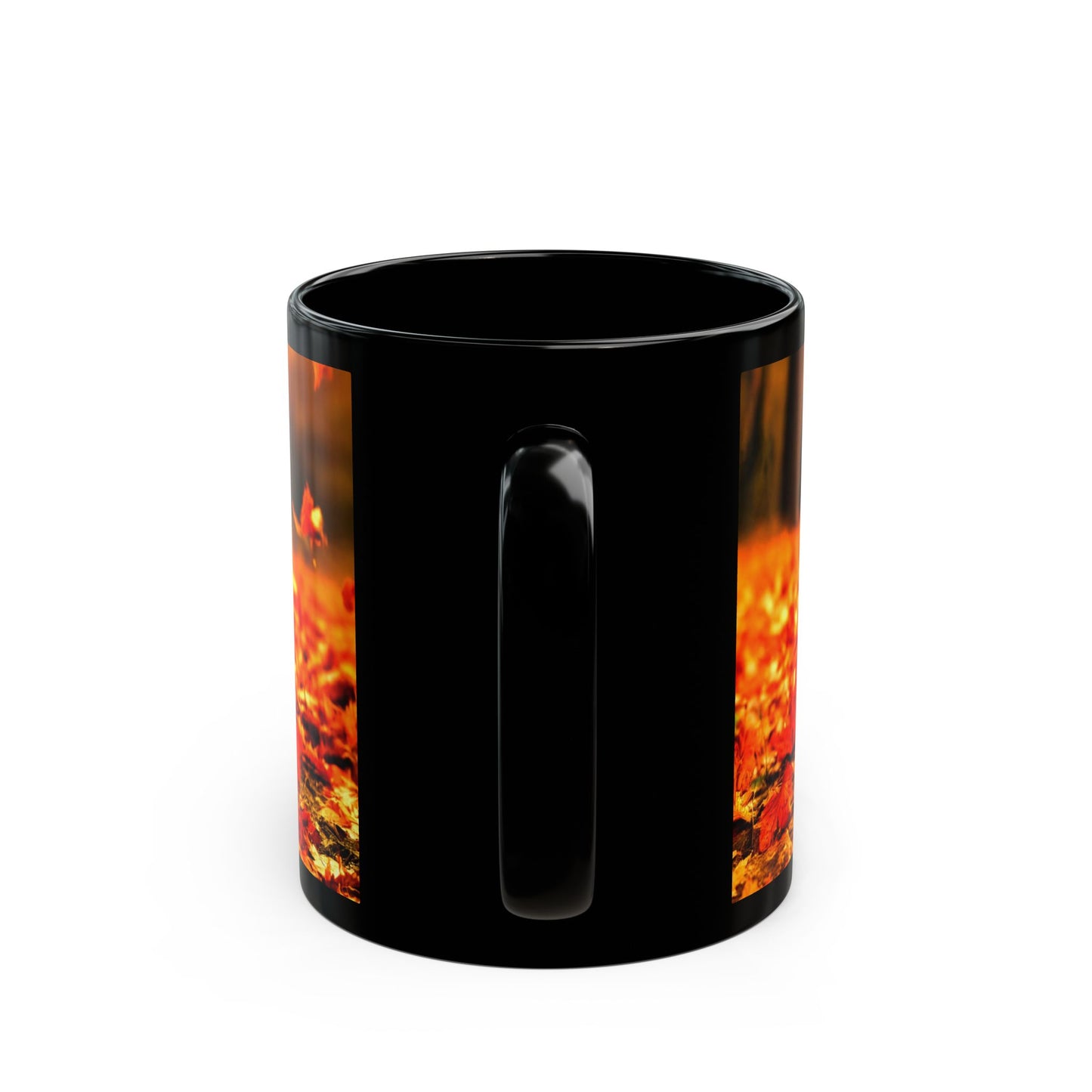 Autumn Cat Mug - Cozy Black Mug for Cat Lovers, Perfect Gift for Fall, Halloween, Thanksgiving, Pet Owners, Home Decor
